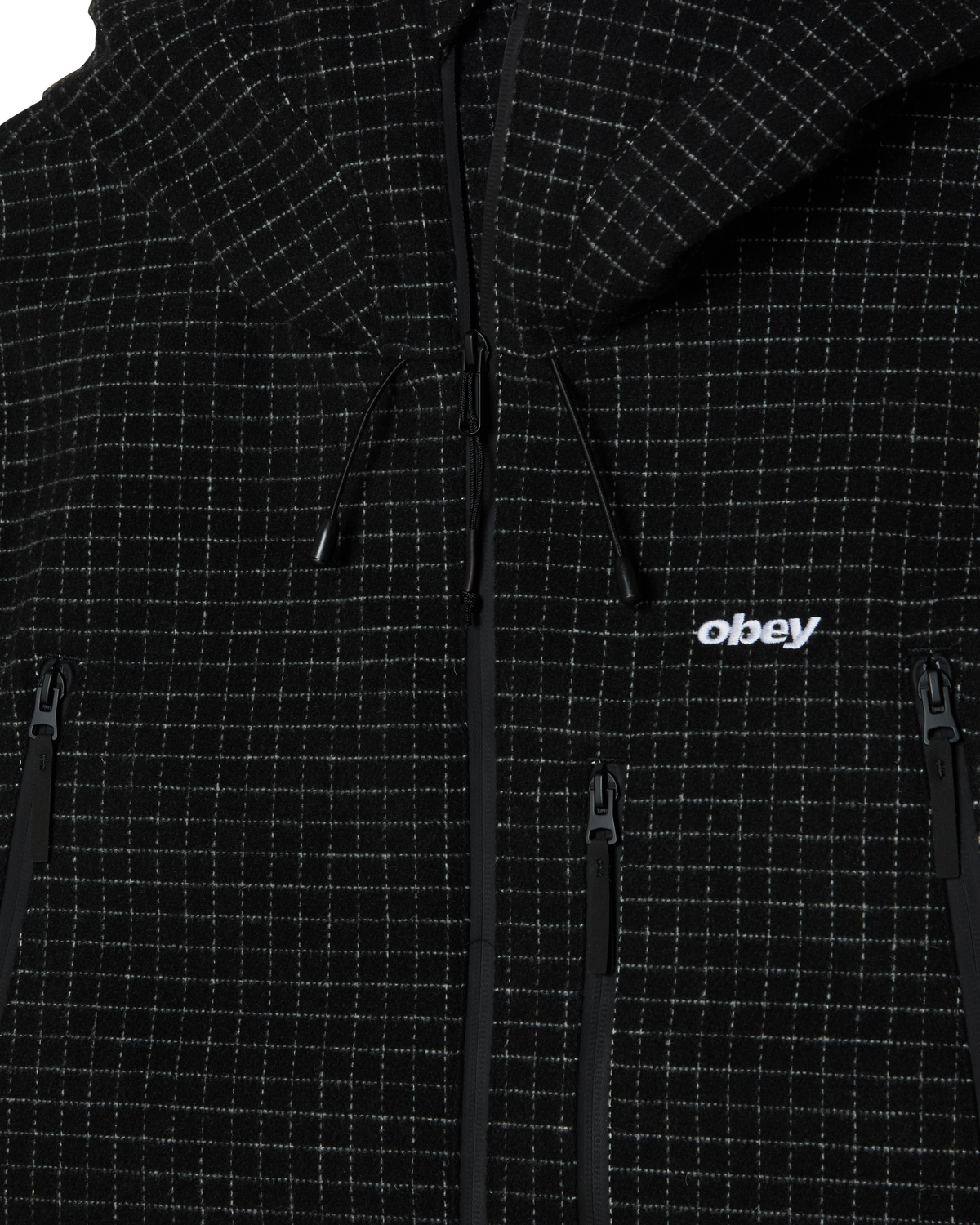OBEY CLOTHING OBEY OBSIDIAN WOOLY JACKET BLACK PLAID 121800641-PBK