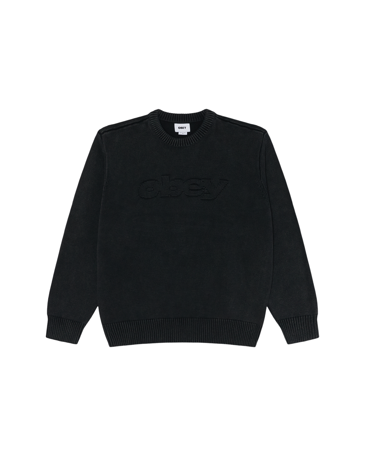 OBEY CLOTHING FADE WASH SPEED LOGO SWEATER DIGITAL BLACK FADED WASH 151000132-DIB