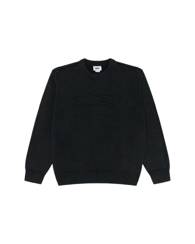 OBEY CLOTHING FADE WASH SPEED LOGO SWEATER DIGITAL BLACK FADED WASH 151000132-DIB