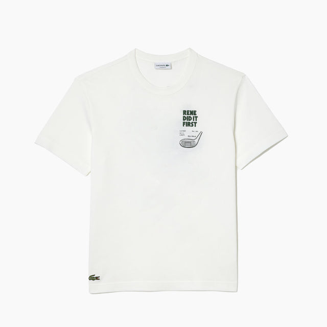 LACOSTE PIQUÉ T-SHIRT WITH BACK PRINT WHITE - TH0135