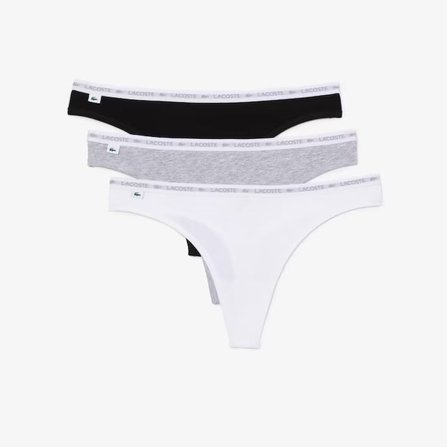 LACOSTE THONG 3 PACKS BLACK & WHITE AND GREY - 8F1341