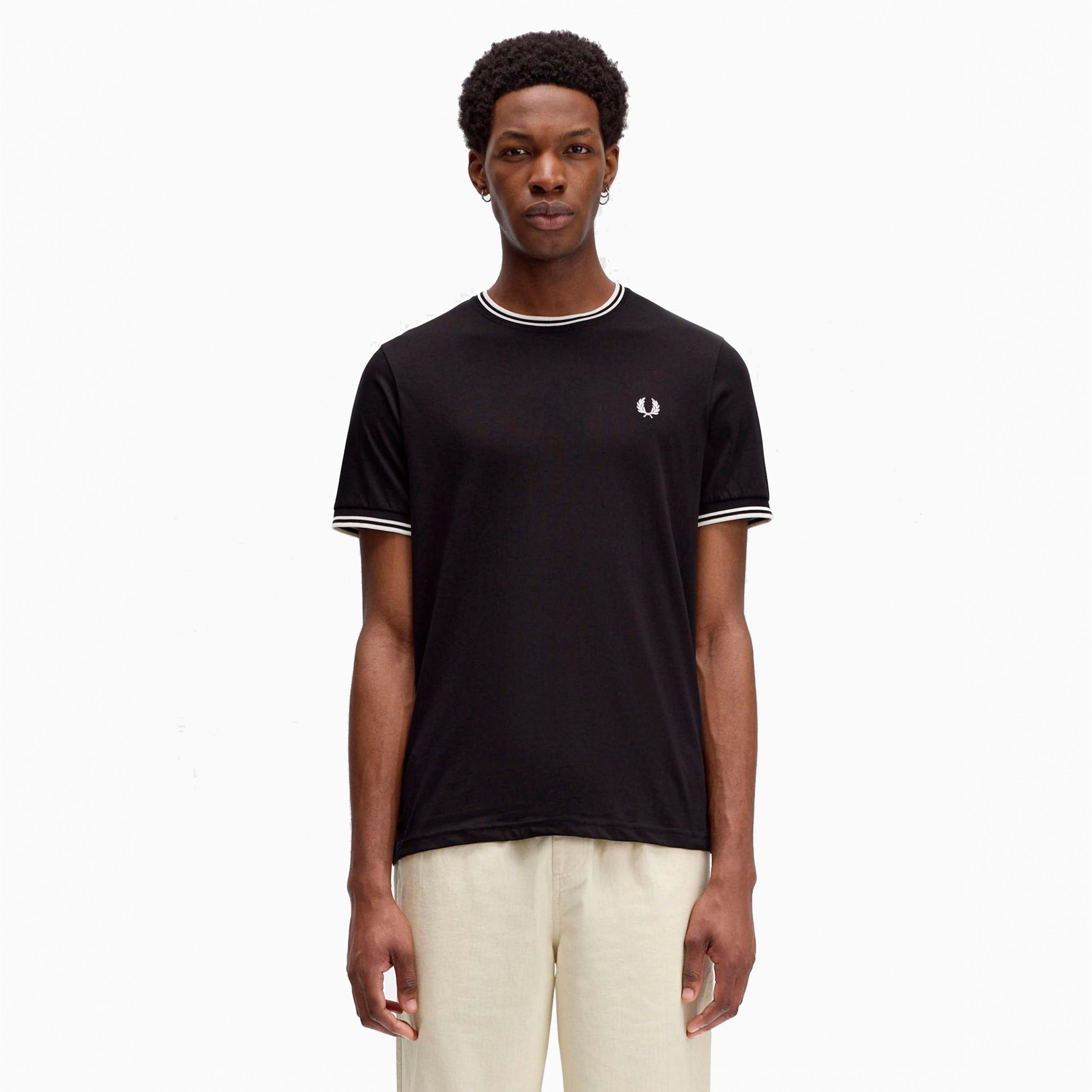 FRED PERRY TWIN TIPPED T-SHIRT BLACK M1588-102