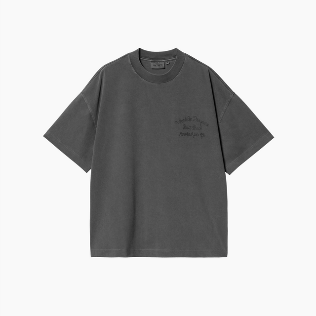 CARHARTT WIP BAIT SHACK T-SHIRT BLACK GARMENT DYED - I034660