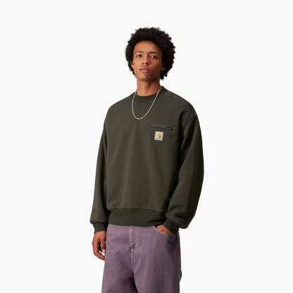 CARHARTT WIP DETROIT SWEAT OLIVE STONE WASHED I035547-49