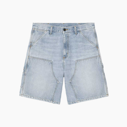 CARHARTT WIP DOUBLE KNEE SHORT BLUE HEAVY WORN BLEACHED I034867.01.WU