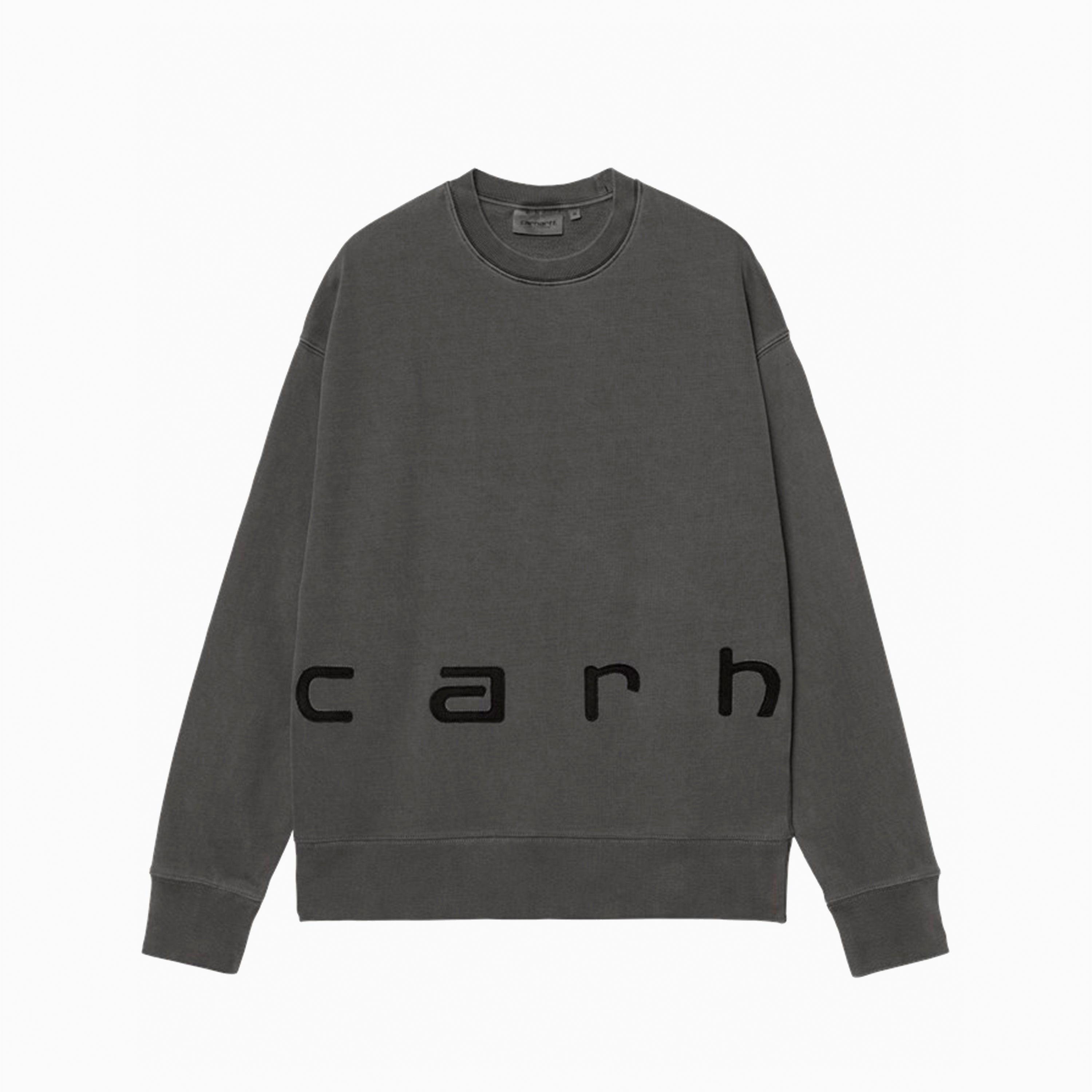 CARHARTT WIP FELT SCRIPT SWEAT BLACK GARMENT DYED - I034041