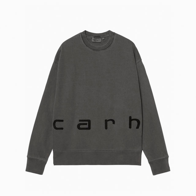 CARHARTT WIP FELT SCRIPT SWEAT BLACK GARMENT DYED - I034041