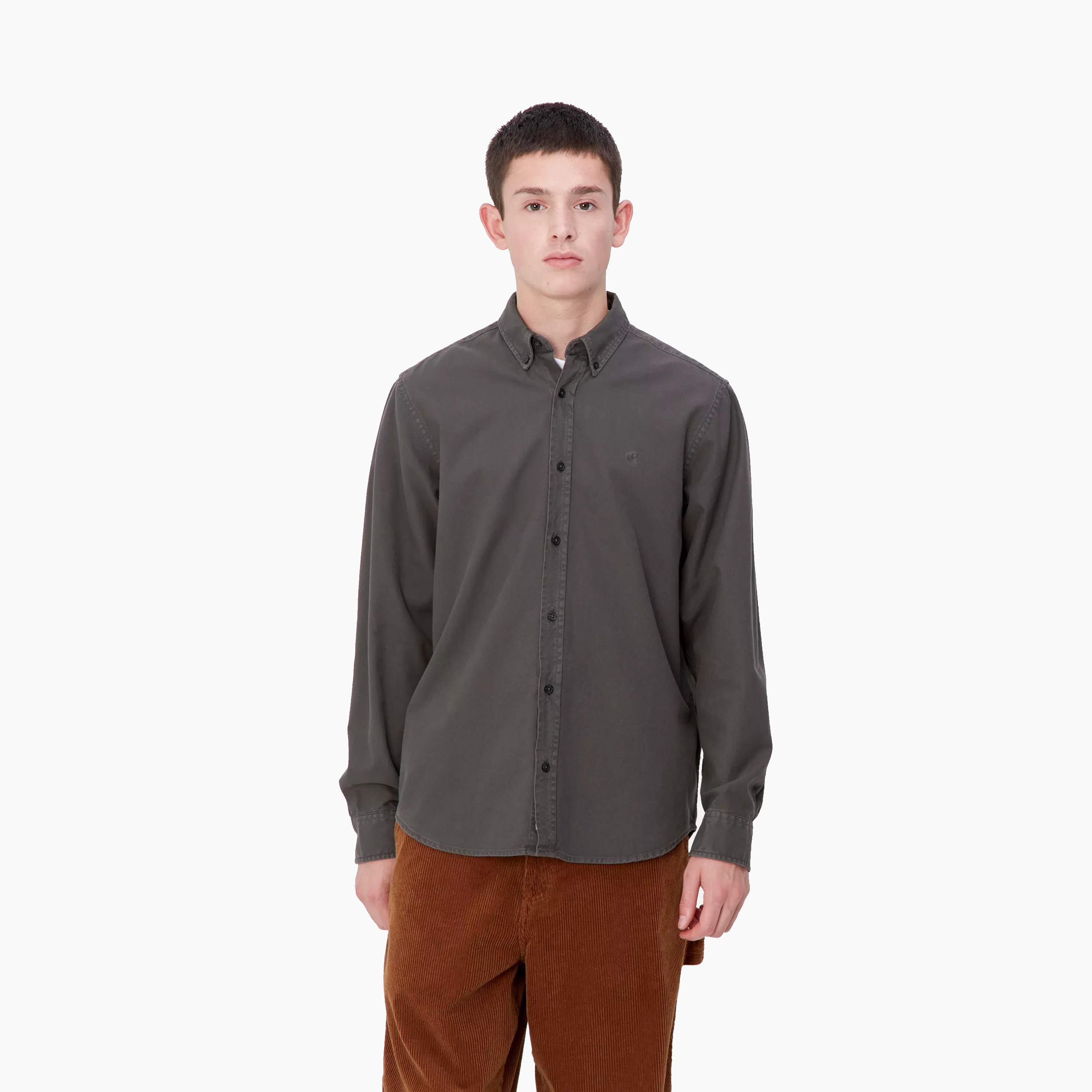 CARHARTT WIP LS BOLTON SHIRT GRAPHITE GARMENT DYED I030238-87