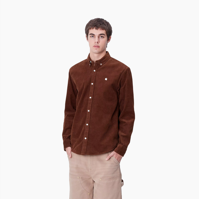 CARHARTT WIP MADISON CORD LS SHIRT BROWN OFF ROAD - I029958-2EF