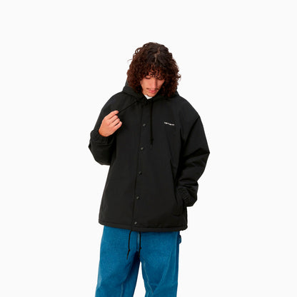 CARHARTT VESTE COACH À CAPUCHE WIP NYLON NOIR & BLANC - I032247
