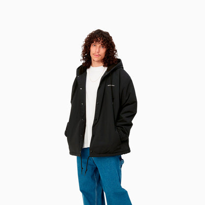 CARHARTT VESTE COACH À CAPUCHE WIP NYLON NOIR & BLANC - I032247