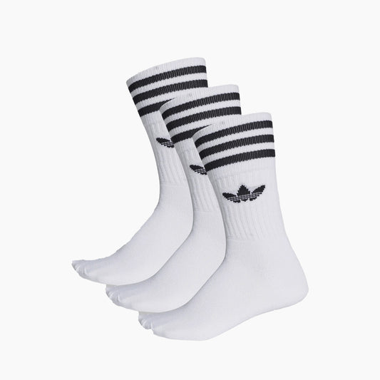 ADIDAS SOLID CREW SOCKS BASIC LOGO BLACK & WHT - S21489