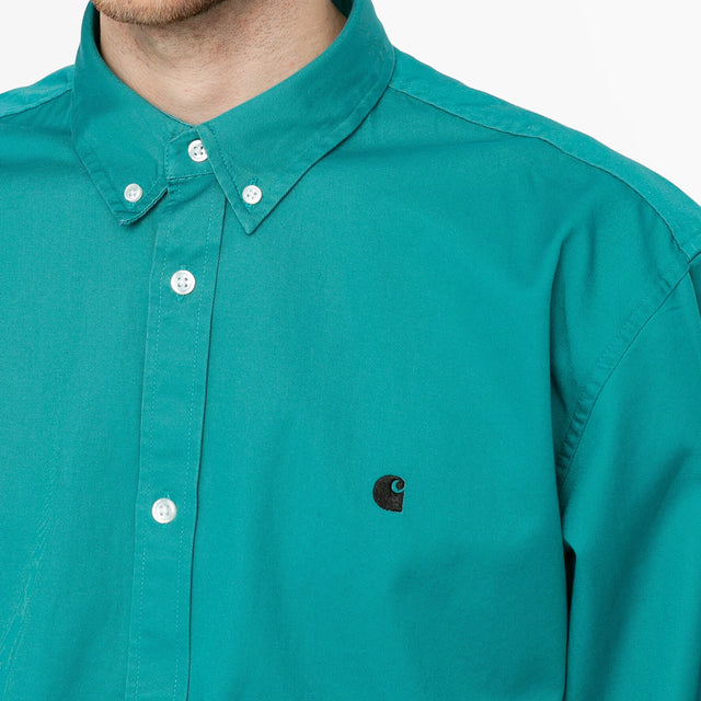 CARHARTT WIP MADISON SHIRT FROATED TURQUOISE BLK - I023339