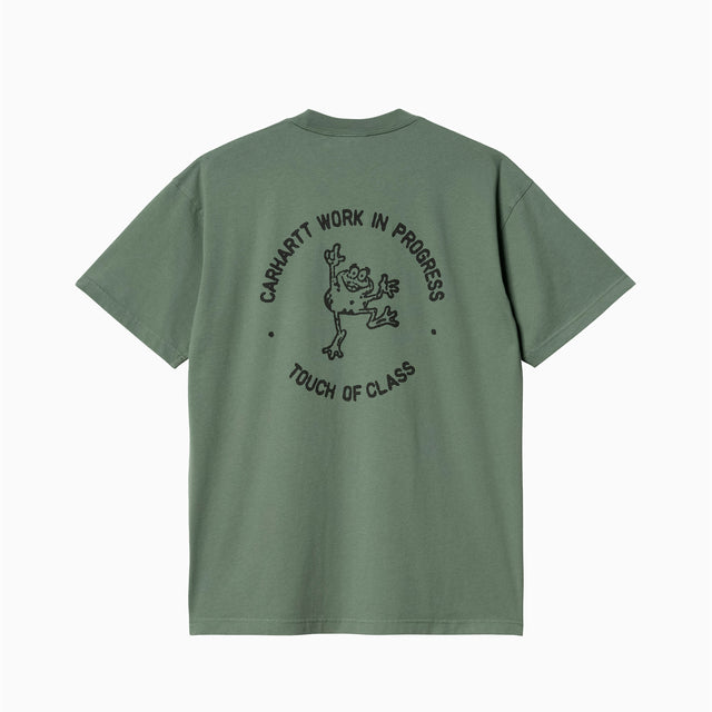 CARHARTT WIP STAMP T-SHIRT DUCK GREEN & BLACK STONE WASHED - I033670