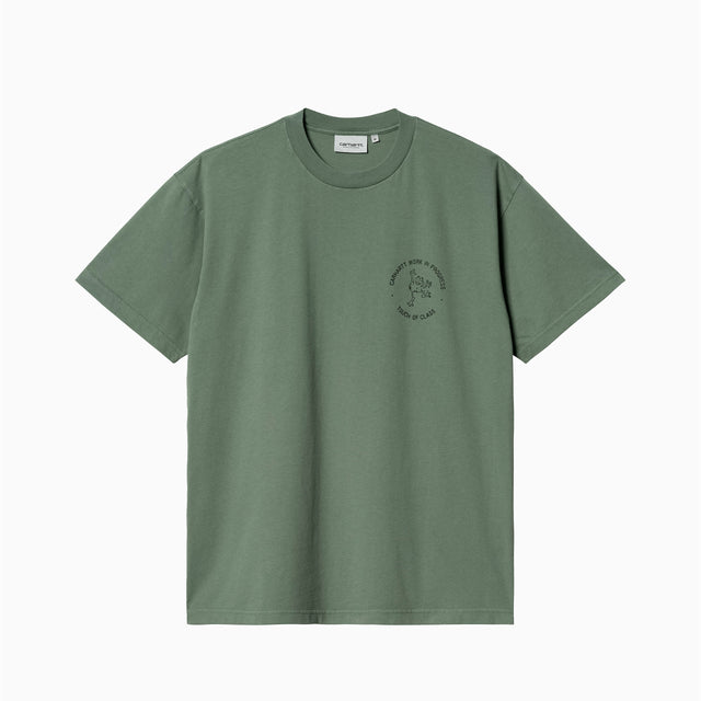 CARHARTT WIP STAMP T-SHIRT DUCK GREEN & BLACK STONE WASHED - I033670