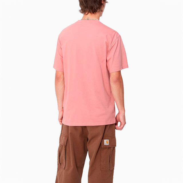 CARHARTT WIP MADISON T-SHIRT DUSTY ROSE & WHITE - I033000