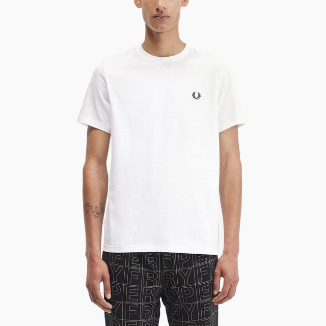 FRED PERRY T-SHIRT BASIQUE BLANC & NOIR - 2200