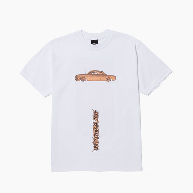 HUF WORLDWIDE CAR CLUB T-SHIRT BLANC ET MARRON - TS02168