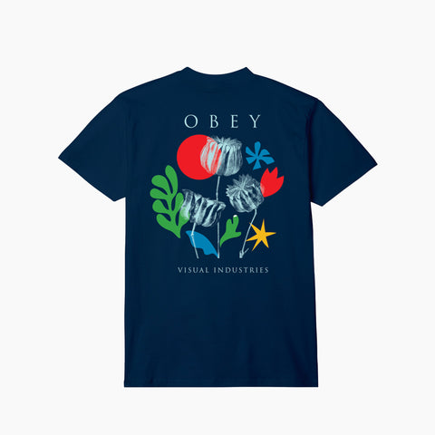 OBEY VÊTEMENTS FLEURS PAPIERS CISEAUX T-SHIRT MARINE - 165263777