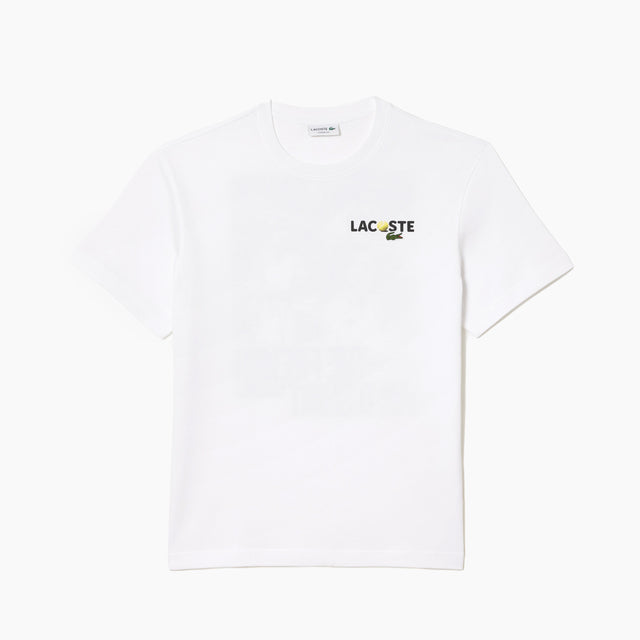 LACOSTE THICK COTTON JERSEY T-SHIRT BACK PRINT WHITE - TH7363