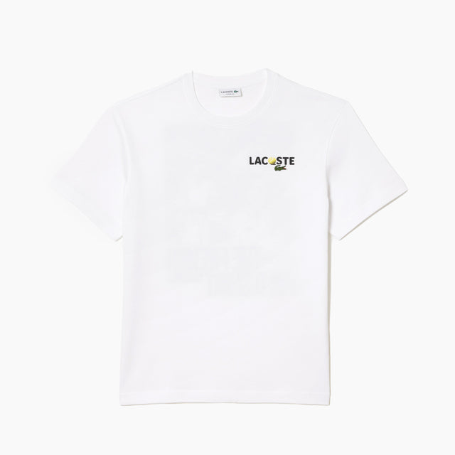 LACOSTE T-SHIRT EN JERSEY DE COTON ÉPAIS IMPRIMÉ DOS BLANC - TH7363