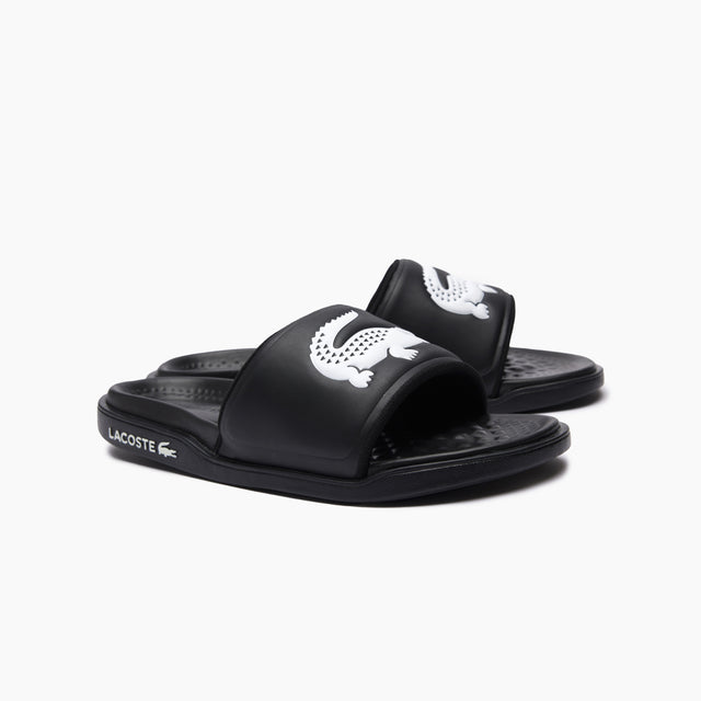 LACOSTE CROCO DUALISTE LOGO SLIDES NOIR ET BLANC - 43CMA0110