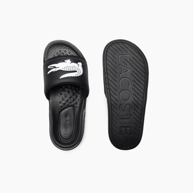 LACOSTE CROCO DUALISTE LOGO SLIDES NOIR ET BLANC - 43CMA0110