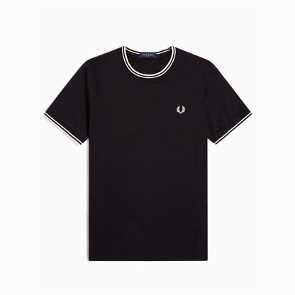 FRED PERRY T-SHIRT À BORDS JUMELÉS NOIR M1588-102