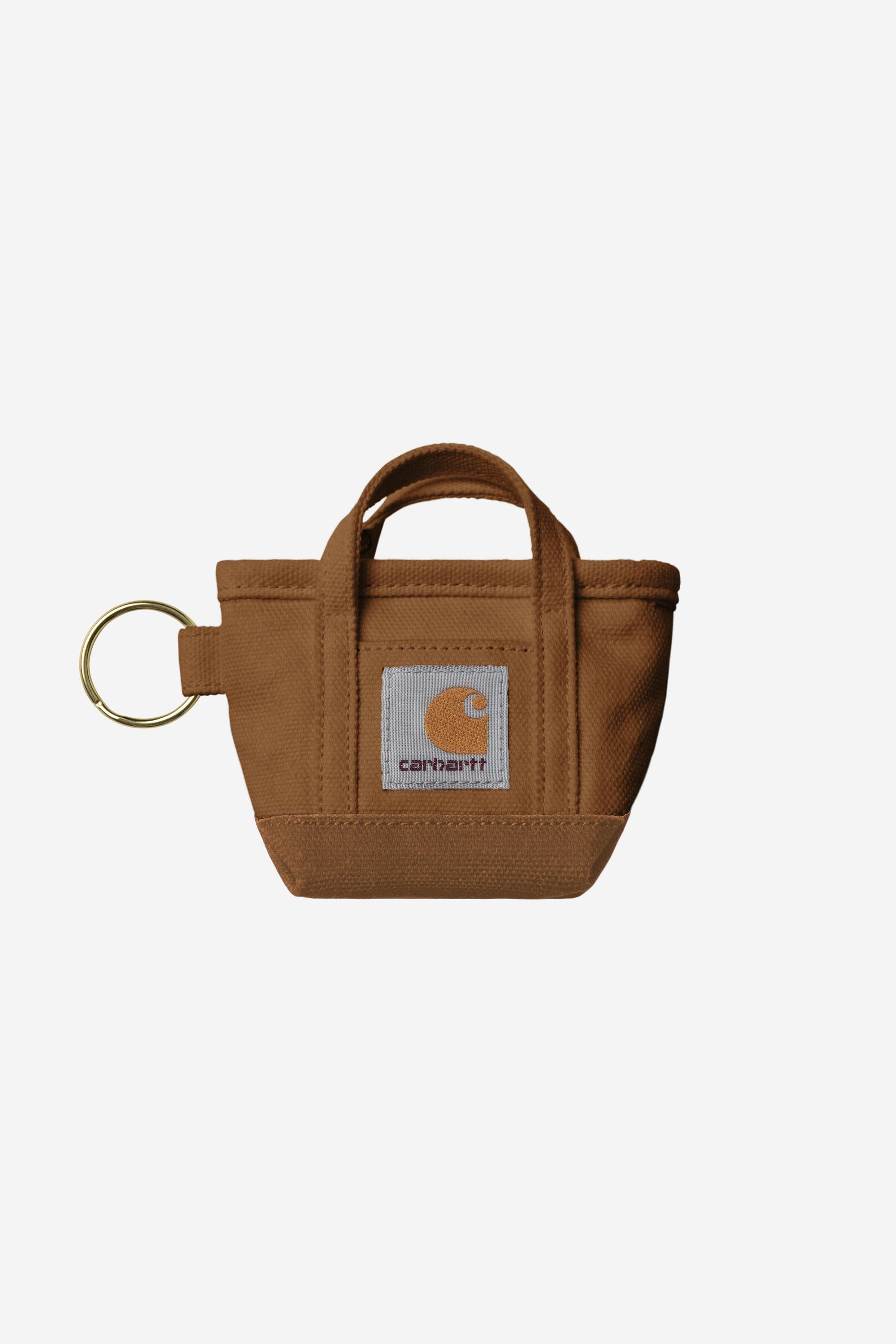 CARHARTT WIP MINI TOTE BAG KEYCHAIN CANVAS HAMILTON BROWN I036418.HZ