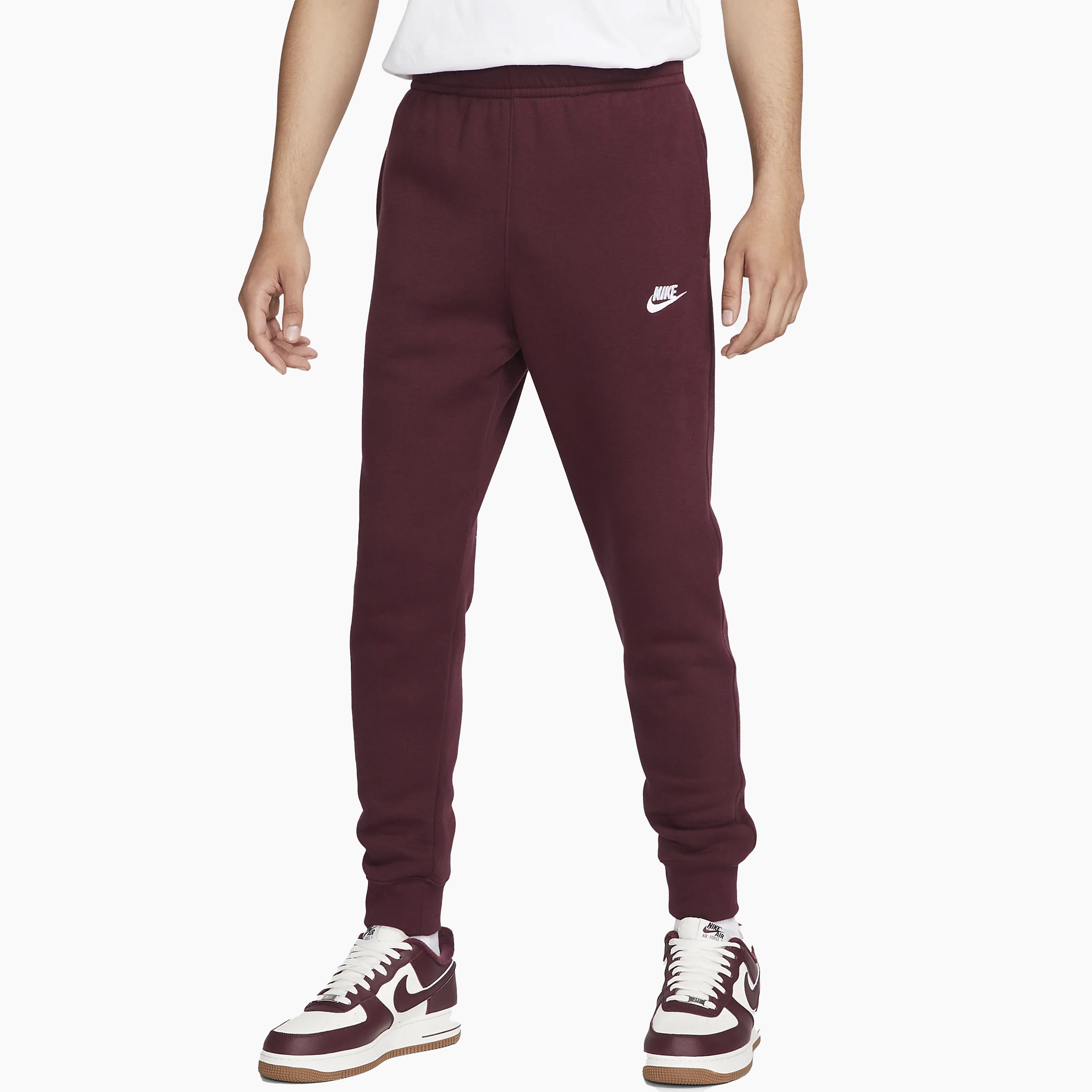 NIKE SPORTSWEAR CLUB JOGGERS NIGHT MAROON & WHITE - BV2671