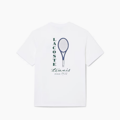 LACOSTE CAMISETA DE PUNTO JERSEY CON BORDADOS Y ESTAMPADOS DE TENIS BLANC TH2430
