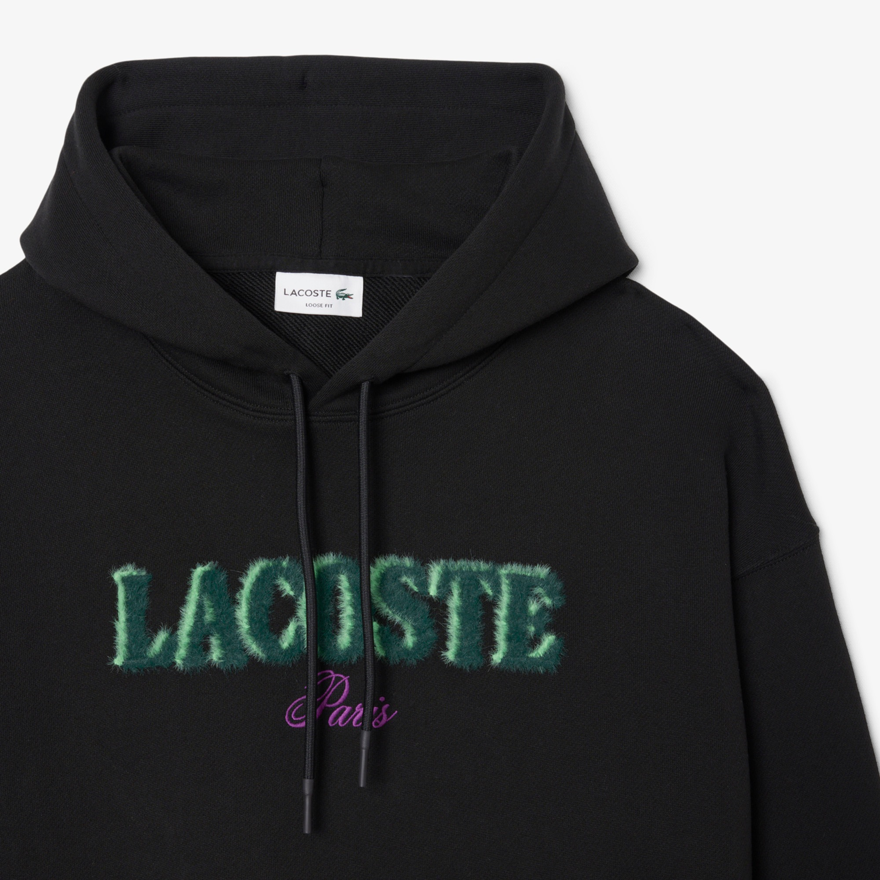 LACOSTE HOODIE GREEN LOGO BLACK SH5464-031