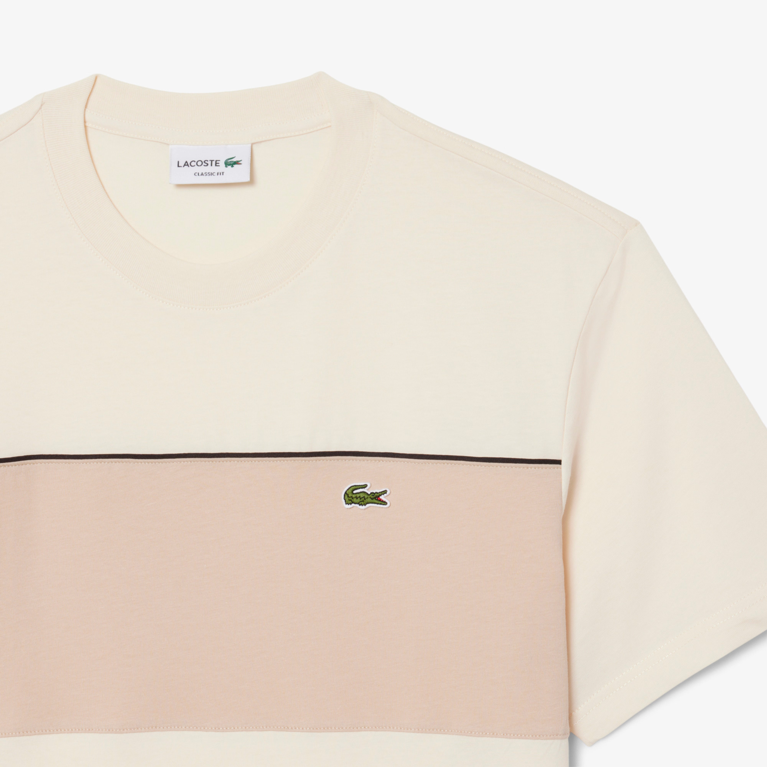 LACOSTE T-SHIRTS COLOR BLOCK BEIGE TH0896-3RR