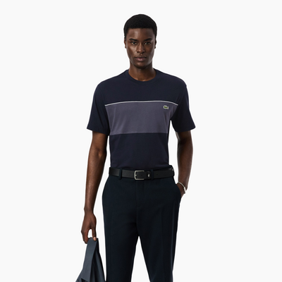 LACOSTE T-SHIRTS COLOR BLOCK BLACK GREY TH0896-4CI