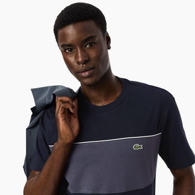 LACOSTE T-SHIRTS COLOR BLOCK BLACK GREY TH0896-4CI
