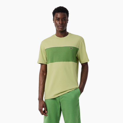 LACOSTE T-SHIRTS COLOR BLOCK GREEN TH0896-6I4
