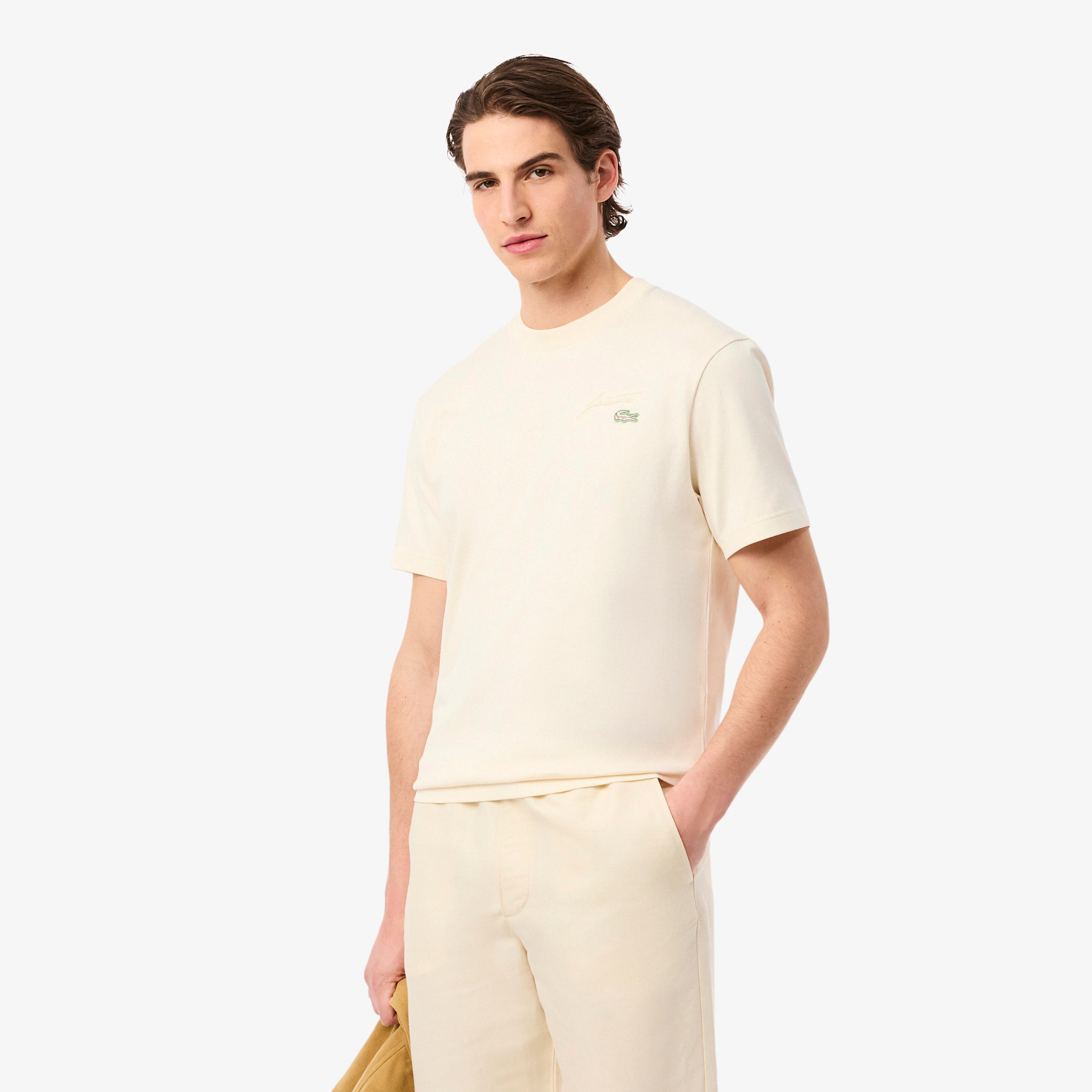 LACOSTE TEE-SHIERT FIRMA BORDADA BEIGE TH5492-XFJ