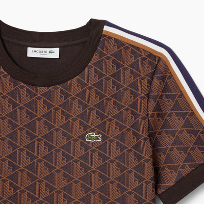 LACOSTE FITTED JACQUARD TEE-SHIRT VIOLET BROWN TF3244-9I4