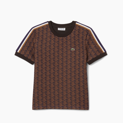 LACOSTE FITTED JACQUARD TEE-SHIRT VIOLET BROWN TF3244-9I4