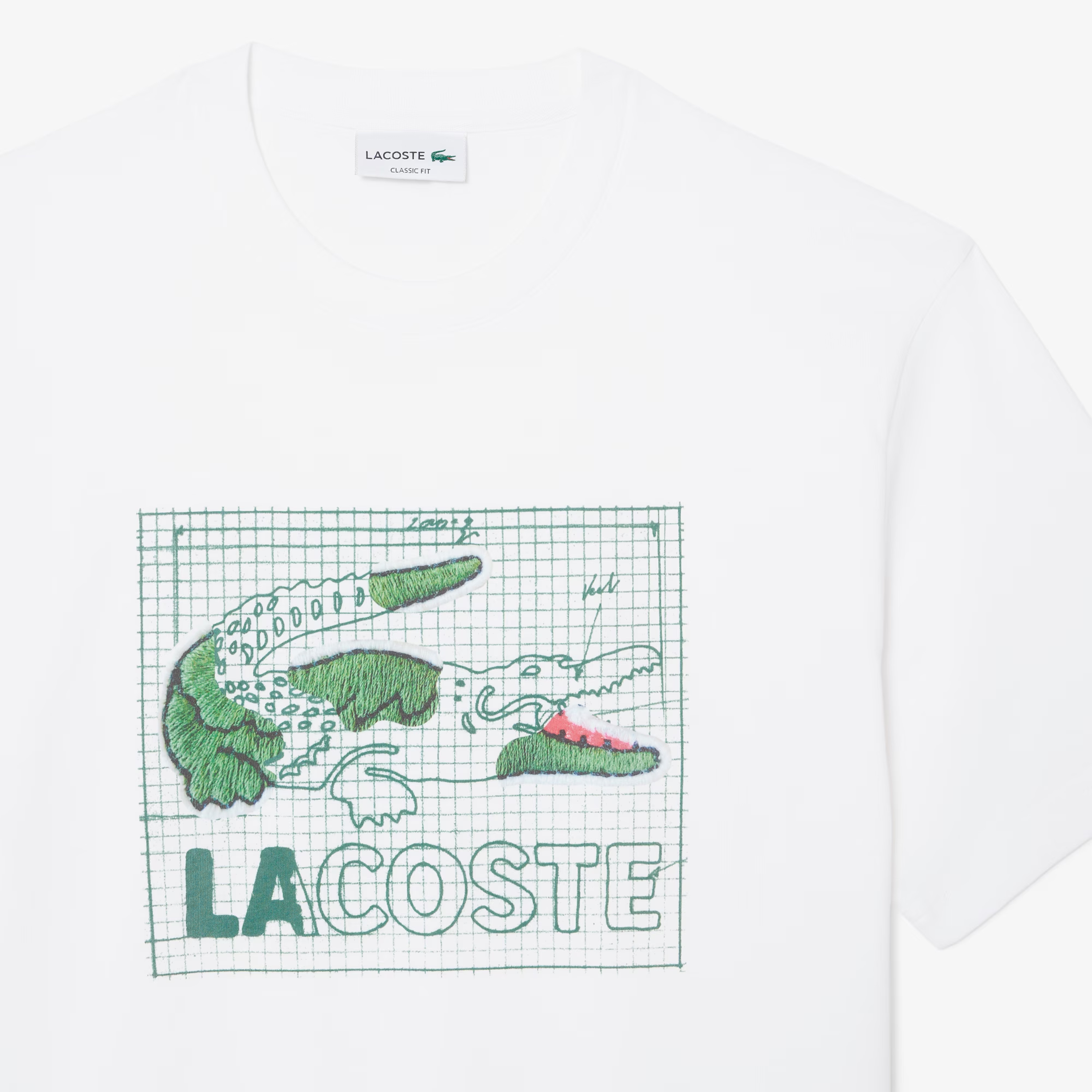 LACOSTE T-SHIRTS CREWNECK MALE WHITE TH1446-001