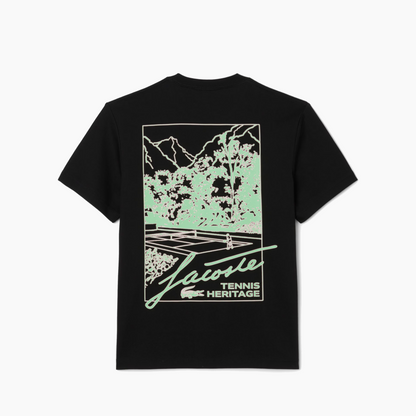 LACOSTE TEE-SHIRT TENNIS HERITAGE BLACK & GREEN TH5505-031