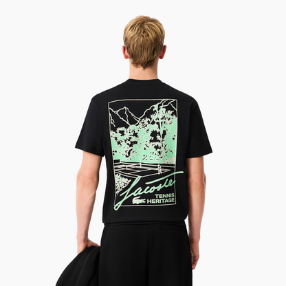 LACOSTE TEE-SHIRT TENNIS HERITAGE BLACK & GREEN TH5505-031
