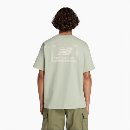 NEW BALANCE WOVEN LABEL TEE SHIRT GREEN MT53928GAS