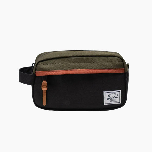 HERSCHEL CHAPTER SMALL TRAVEL KIT BLK & IVY GREEN AND CHUTNEY - 30063