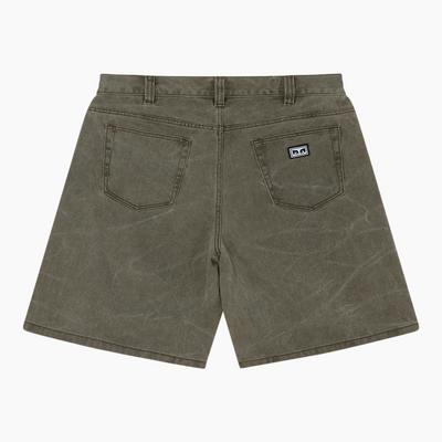OBEY CLOTHING BIGWIG BAGGY DENIM SHORT BLACK OLIVE 172100109-BOW