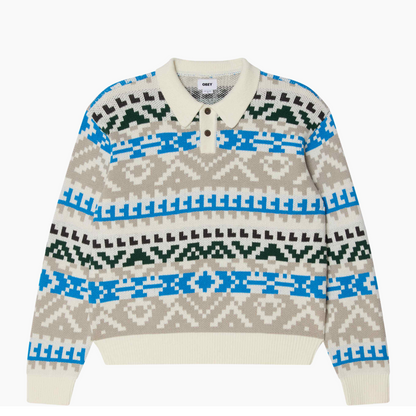 OBEY CLOTHING GEO POLO SWEATER WHISPER WHITE 151000113-WSP