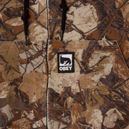 OBEY CLOTHING GLEN ZIP UP JACKET FENCE CAMO MULTI 121800593-FNC