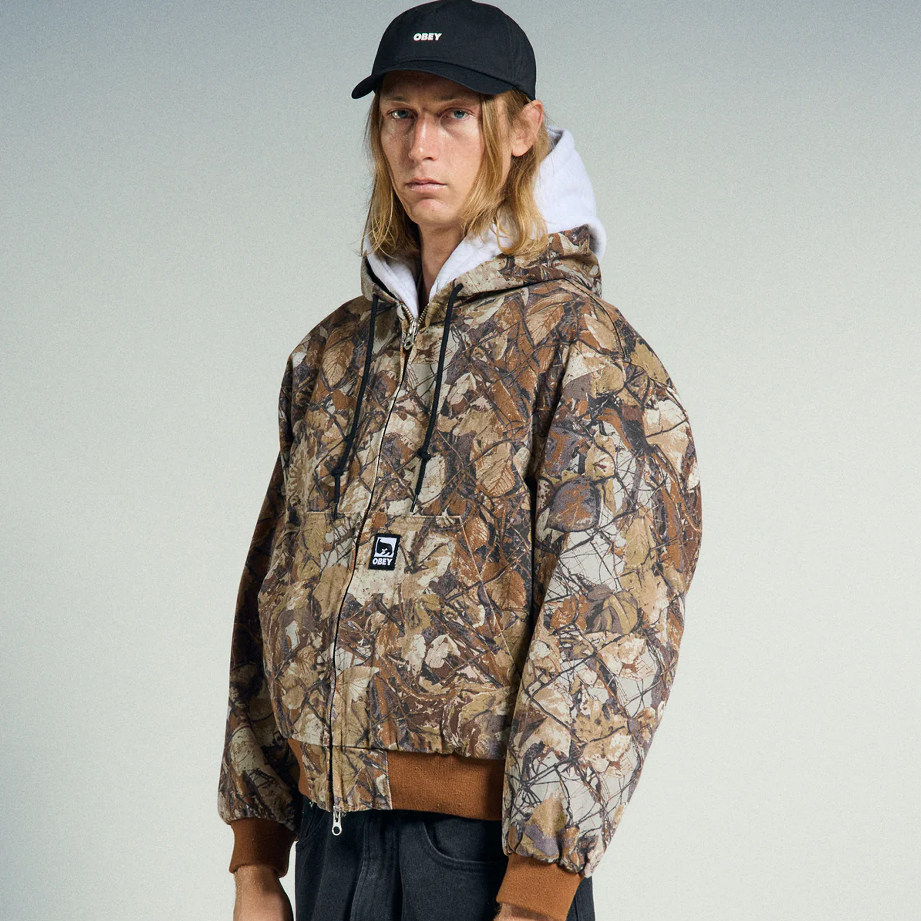 OBEY CLOTHING GLEN ZIP UP JACKET FENCE CAMO MULTI 121800593-FNC