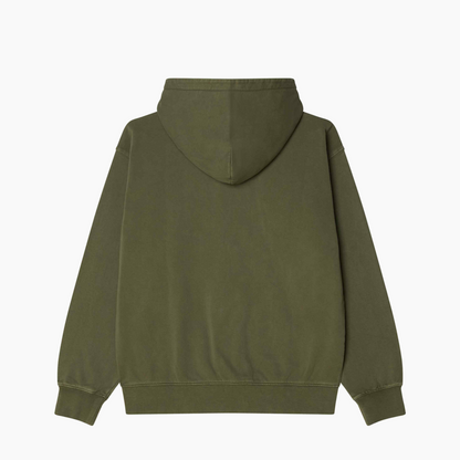 OBEY CLOTHING HYBRID FADED ZIP HOOD DEEP LICHEN GREEN 112460032-DLN