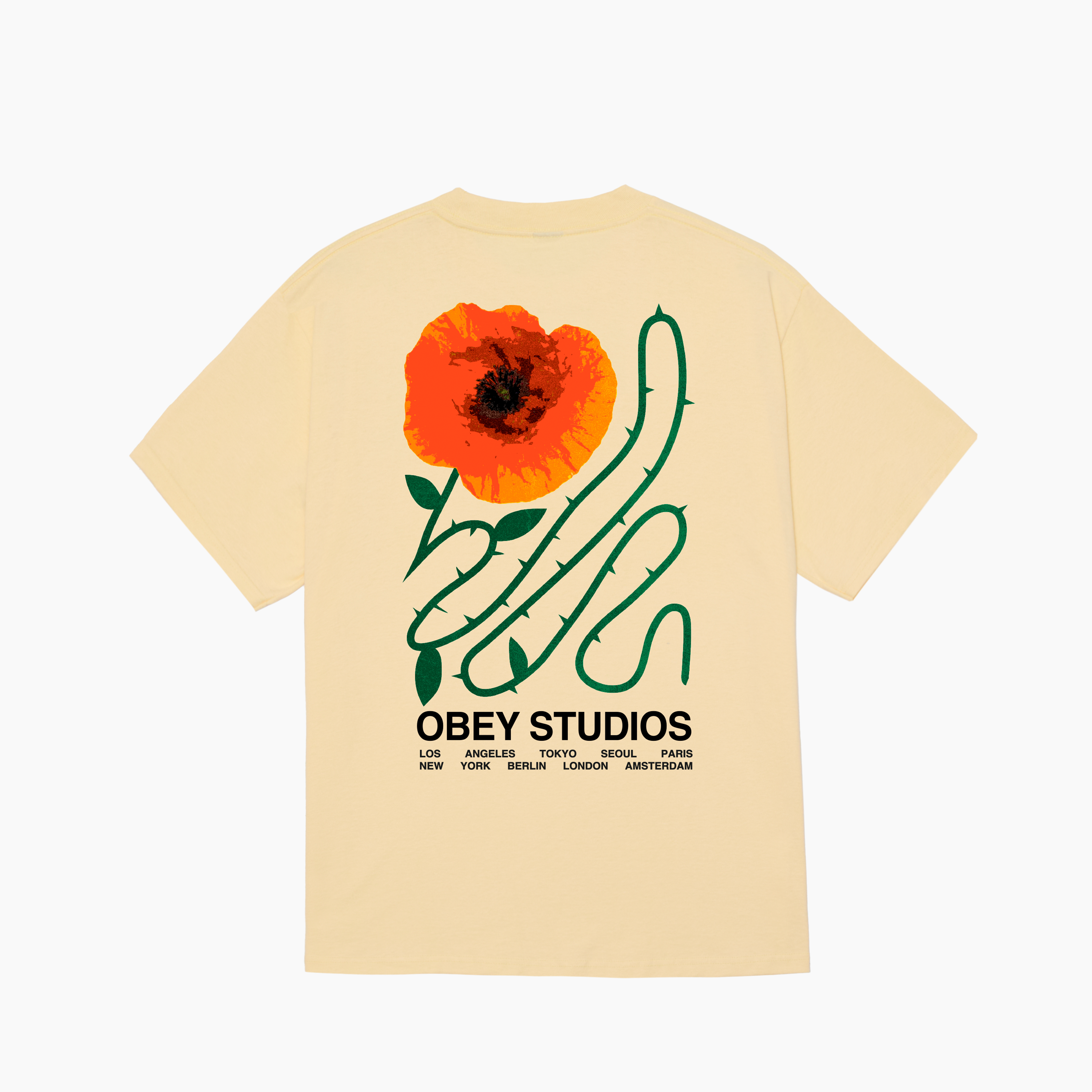 OBEY CLOTHING MOVES OF LIFE CLASSIC T-SHIRT PALE YELLOW 165264343-PLY